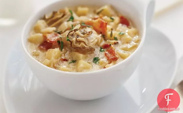 Sopa de ostra leve e cremosa com Salsify