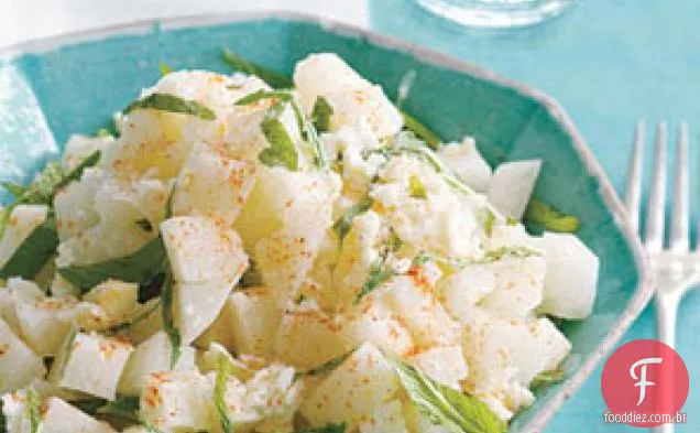 Salada Jicama Com Suco De Limão E Hortelã Fresca