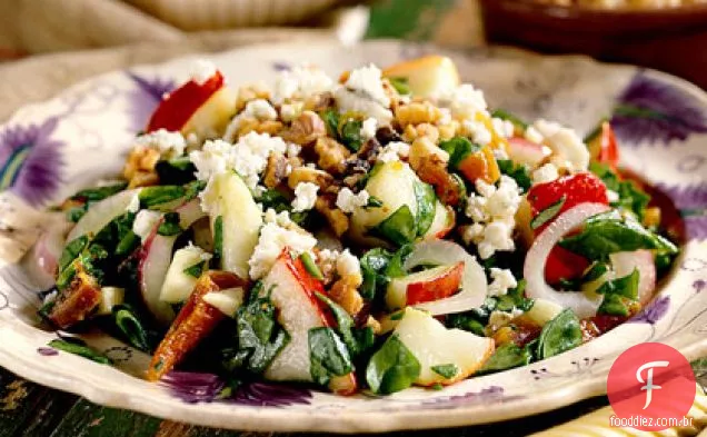 Salada de colheita com vinagrete de cidra