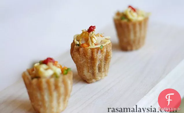 Receita do T da torta de Nyonya Kuih (chapéus superiores)
