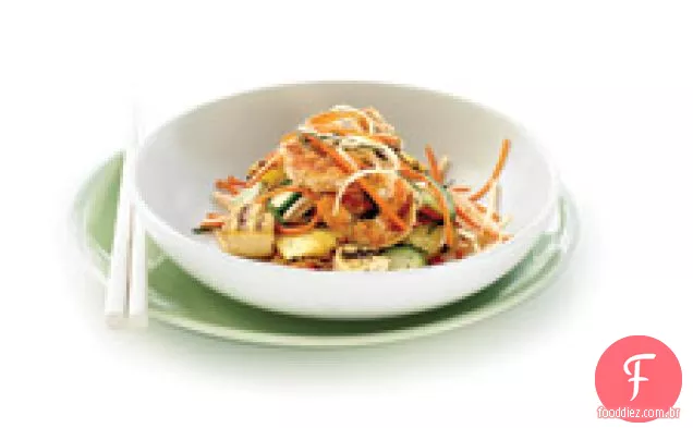 Camarão Grelhado, Tofu E Salada De Abacaxi