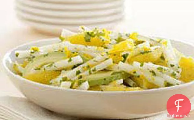 Salada de laranja-abacate com Jicama