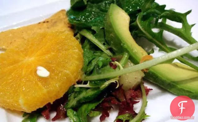 Salada verde misturada com coentro-vinagrete de limão