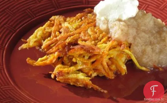 Bolinhos De Inhame E Pastinaga Com Molho De Maçã Temperado