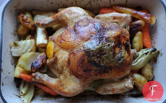 Frango Assado Com Limão E Cebola