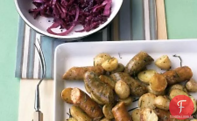 Linguiça De Frango Assada E Batatas