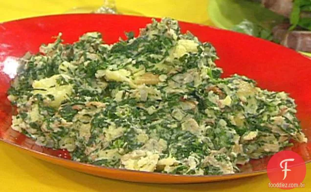 Bacon, espinafre e batatas creme