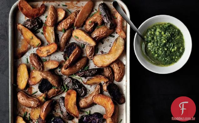 Batatas Fritas Com Pesto De Cebolinha