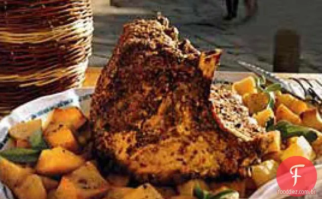 Lombo de porco assado e batatas