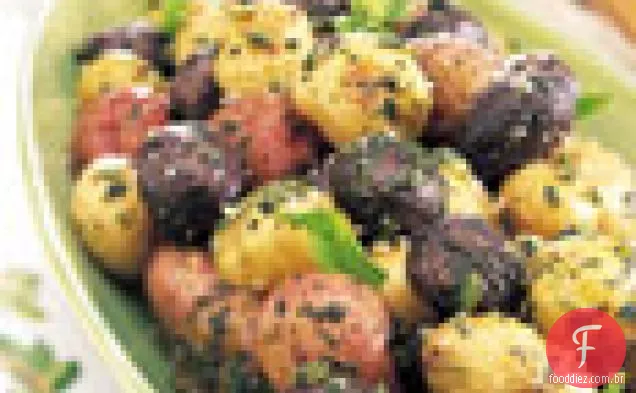 Batatas Tricolor com Pesto e Parmesão