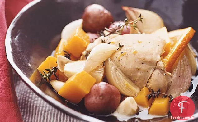 Frango Laranja fogão lento com batatas