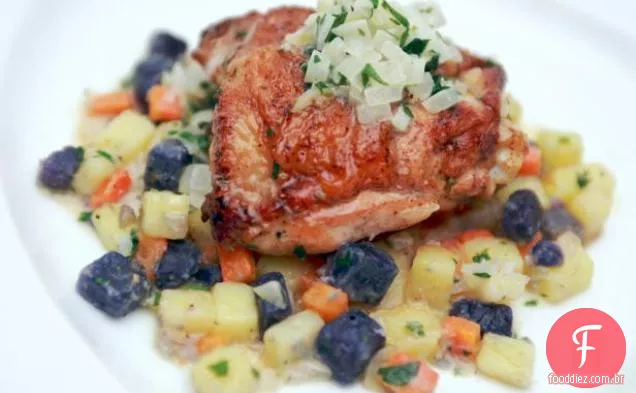 Pan Salteado manteiga frango e batatas