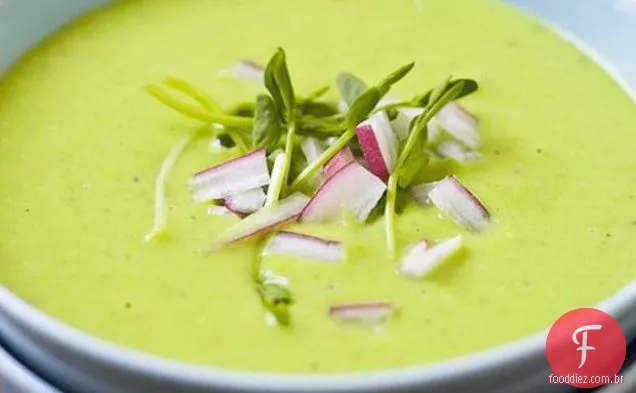 Sopa De Ervilha Inglesa Gelada Com Presunto E Rabanete