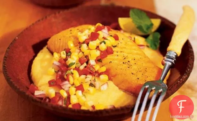 Salmão grelhado com sabor de milho