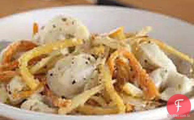 Tortellini com raízes torradas