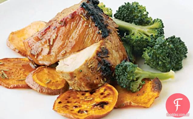 Carne de porco caramelizada e batata-doce