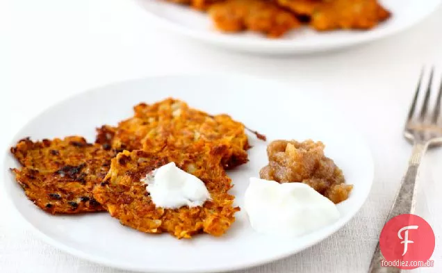 Latkes De Batata Doce Temperados Com Iogurte