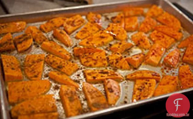 Batatas Fritas De Batata Doce Assadas No Forno