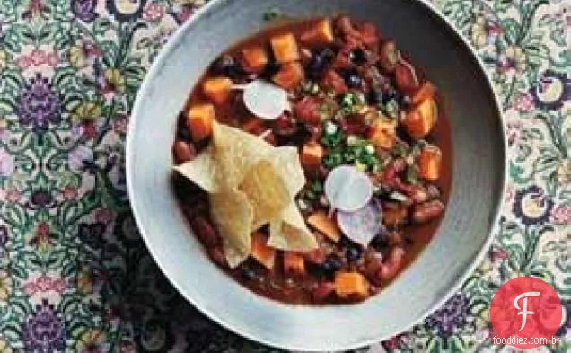 Pimentão vegetariano de fogão lento com Batata Doce