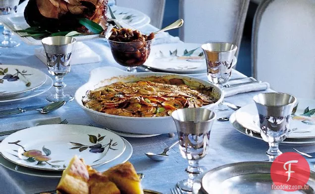Gratinado de batata doce com ameixas