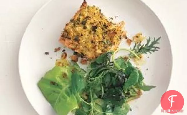 Receita de salmão com crosta de rábano