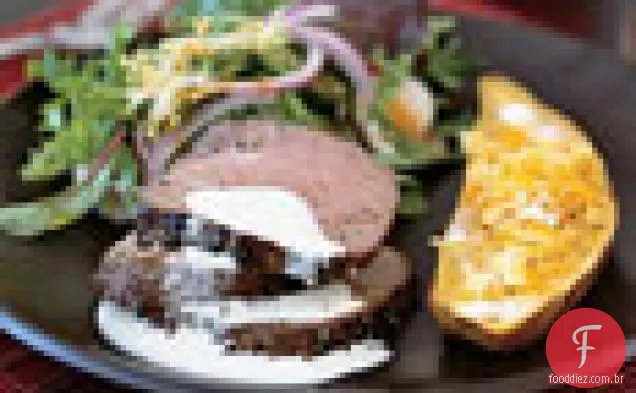 Lombo de carne assada com Wasabi-creme de alho