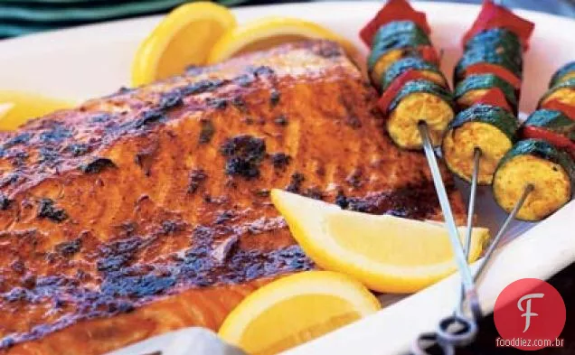 Salmão grelhado com Charmoula