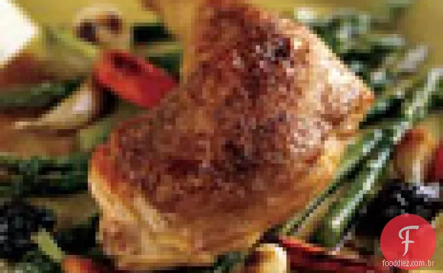 Frango em Riesling com ameixas e repolho