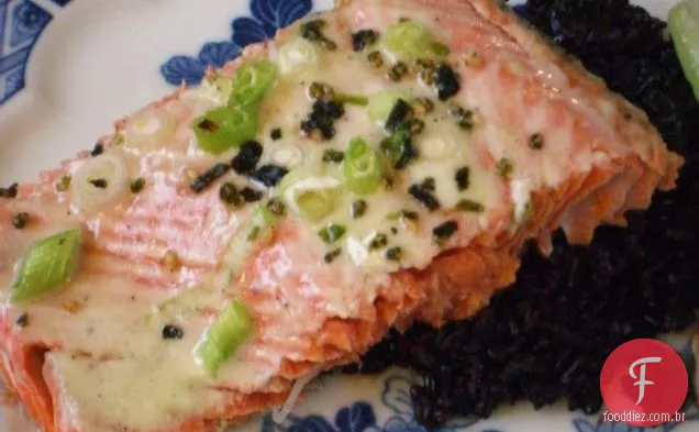 Salmão com Wasabi-creme Fraiche