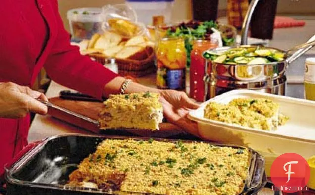 Caçarola crocante de frango e arroz