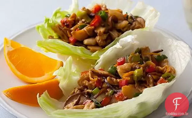 Churrasco Chinês Frango Alface Wraps