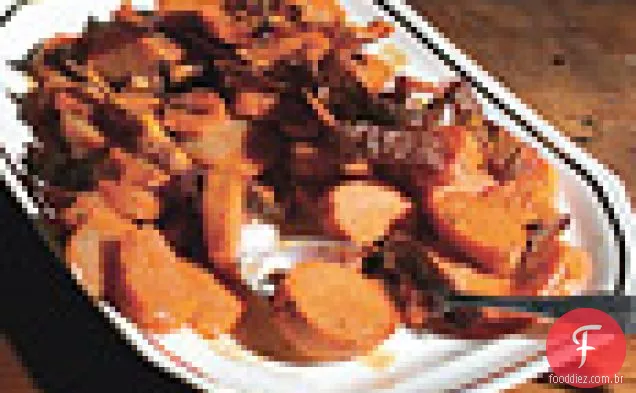 Inhame com peles crocantes e vinagrete de manteiga castanha