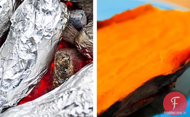Grelhar: Batata-Doce assada em brasa com manteiga de canela de bordo