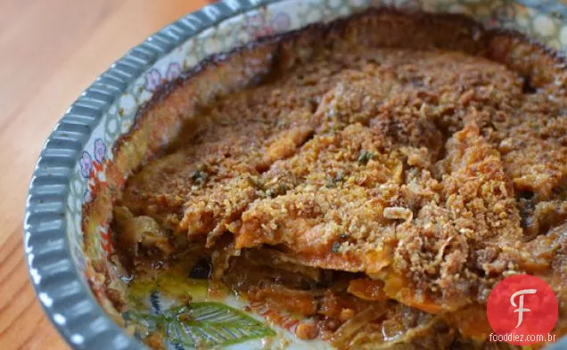 Gratinado De Batata Doce Com Cebola Caramelizada