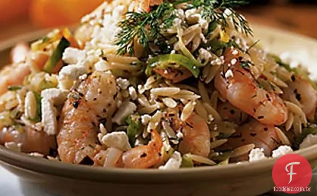 Camarão e erva fresca Orzo