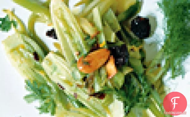 Funcho salteado com amêndoas, passas e açafrão