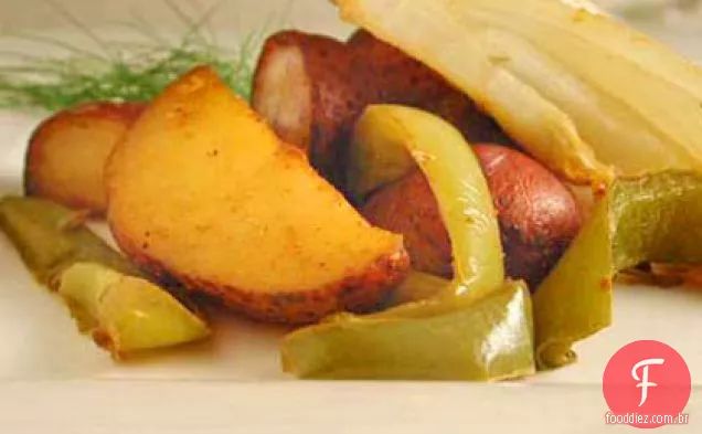 Batatas assadas com alho e erva-doce