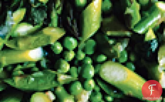 Espargos, ervilhas e manjericão (Piselli con Asparagi e Basilico)