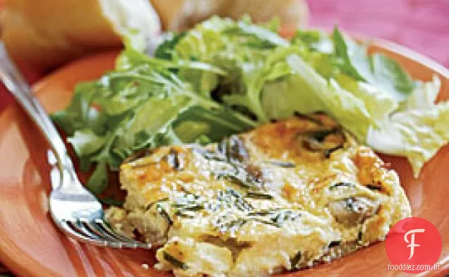 Presunto, cogumelos e cebolinha (recheio de Clafoutis salgados)