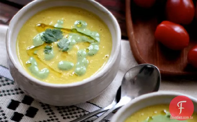 Sopa De Milho Caju Com Creme De Coentro