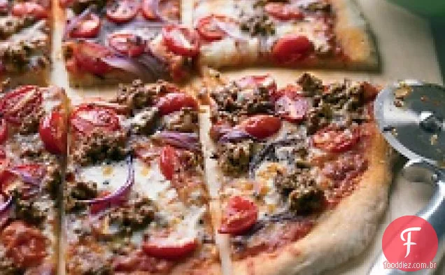 Hambúrguer e uva-pizza de tomate
