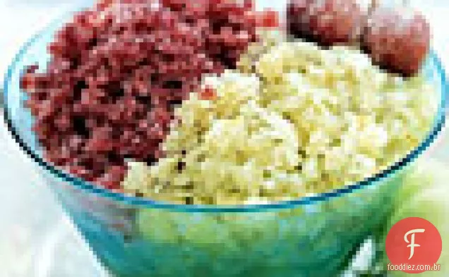 Granitas de uva vermelha e verde com Moscatel e uvas açucaradas congeladas