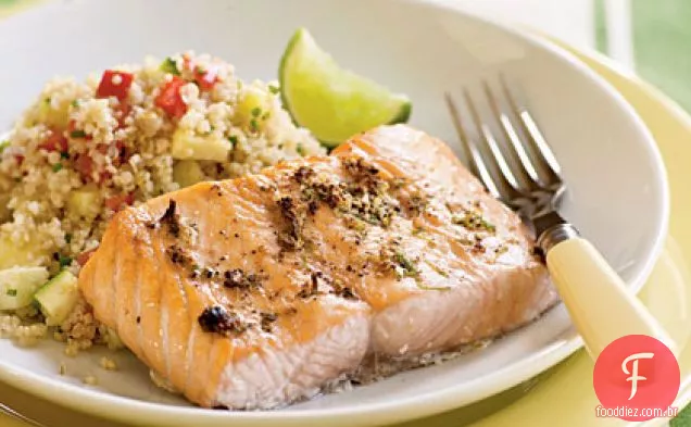 Salmão grelhado com pimenta-Cal Rub