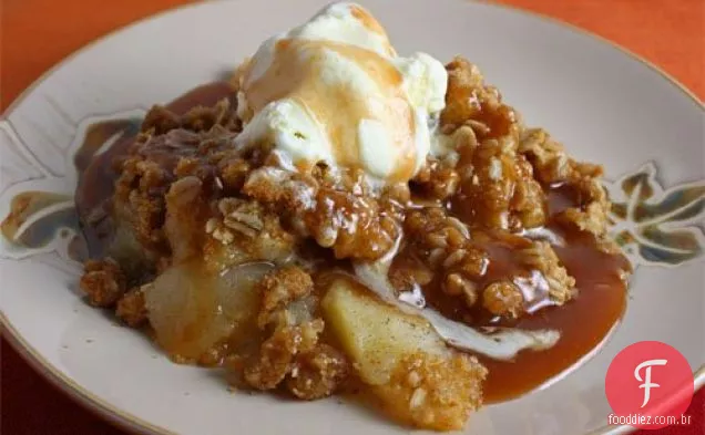 Maçã de baunilha crocante com molho de caramelo