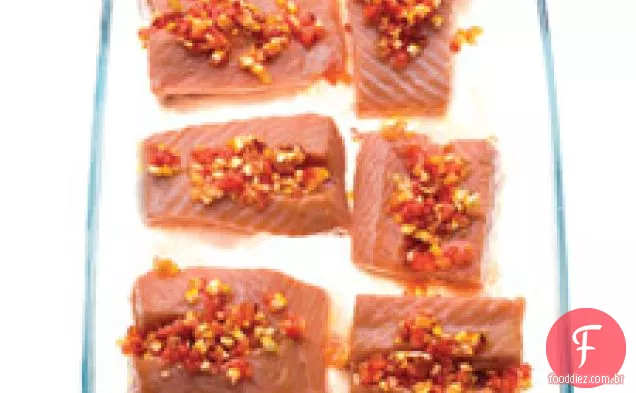 Salmão assado lento