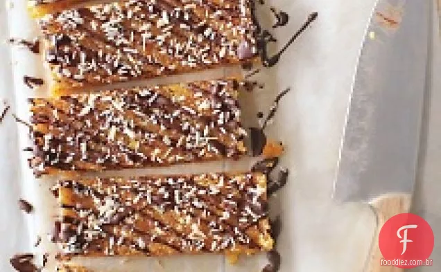 Barras de nozes de chocolate e damasco