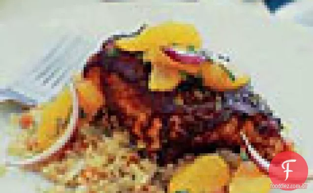 Chile-salmão envidraçado com Salsa Laranja