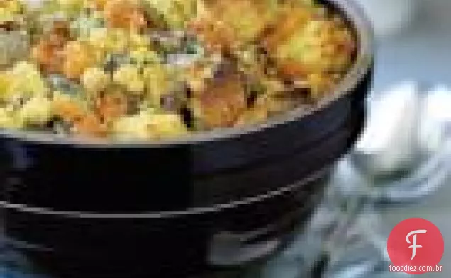 Pão de milho-molho de damasco com alecrim
