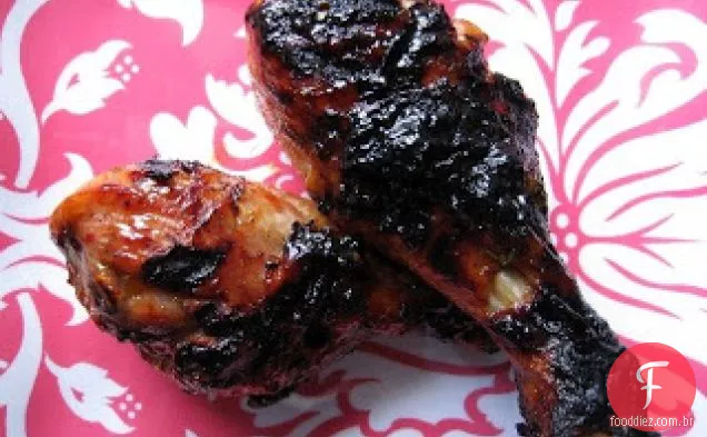 Pés Vitrificados Damasco Da Galinha Do Bbq