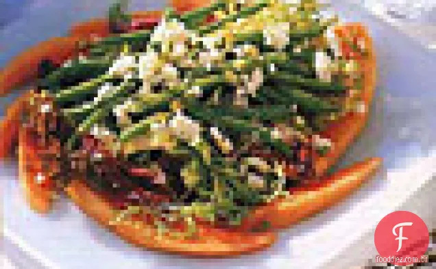 Salada de feijão verde com vinagrete de Damasco